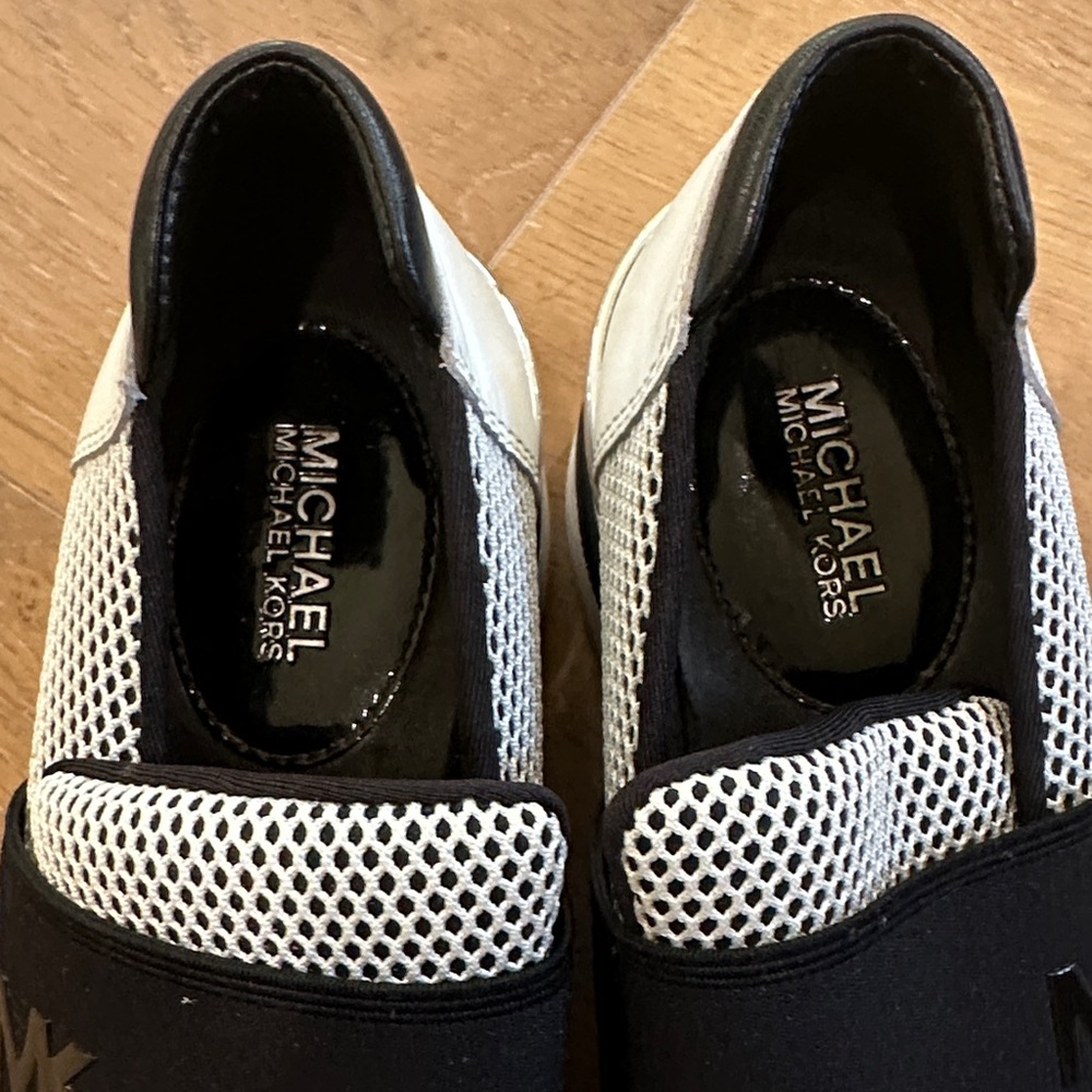 Michael Kors Men's Black and White Mesh Sneakers - Picture 5 of 7